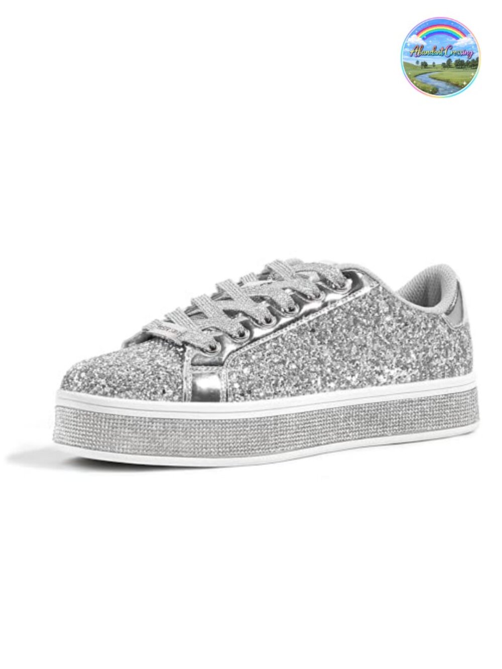 LUCKY STEP Women's Sparkly Glitter Platform Sneakers Non-Slip Comfortable